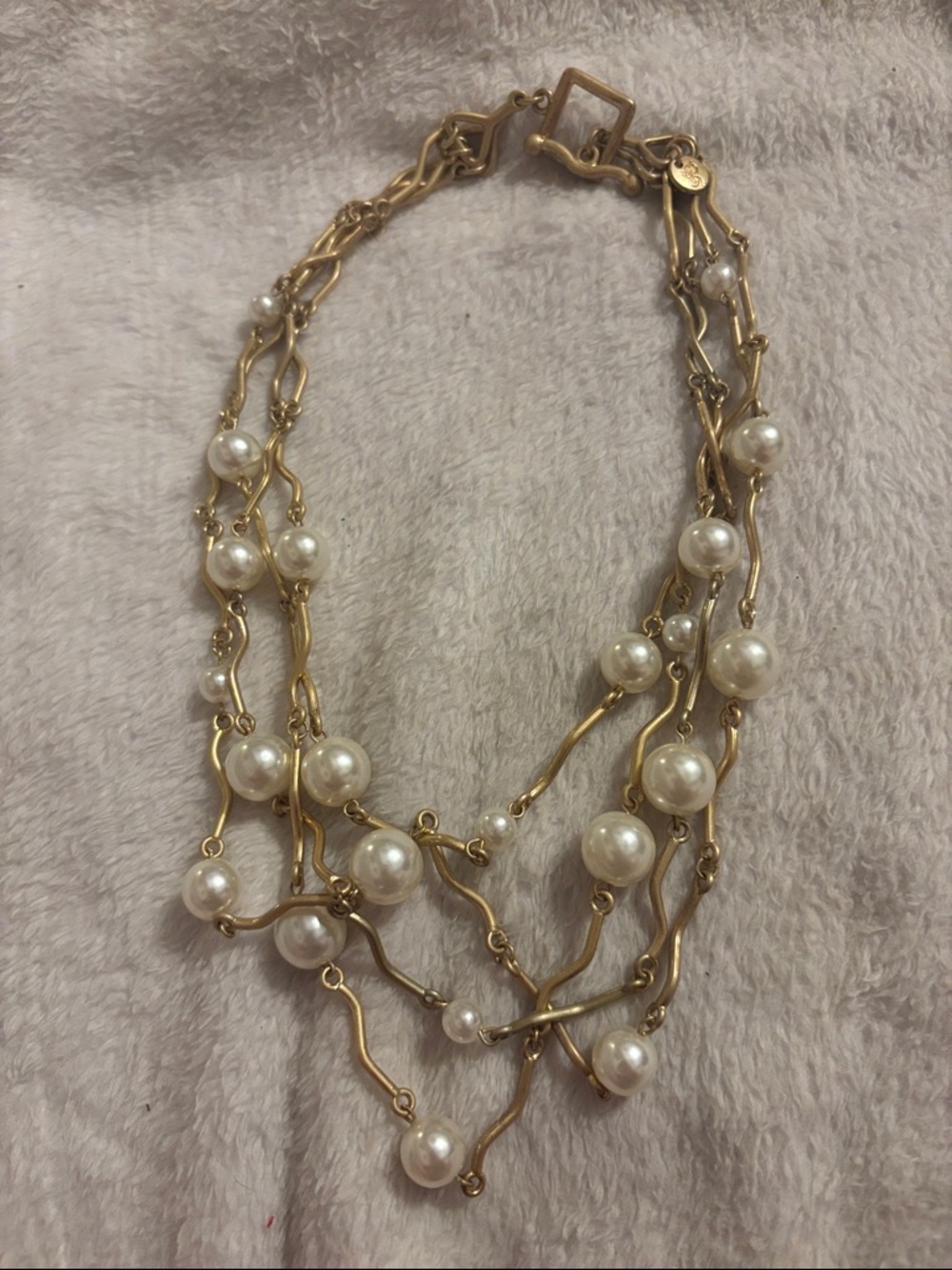 Plunder Gold and Cream Multi-Strand Pearl Necklace